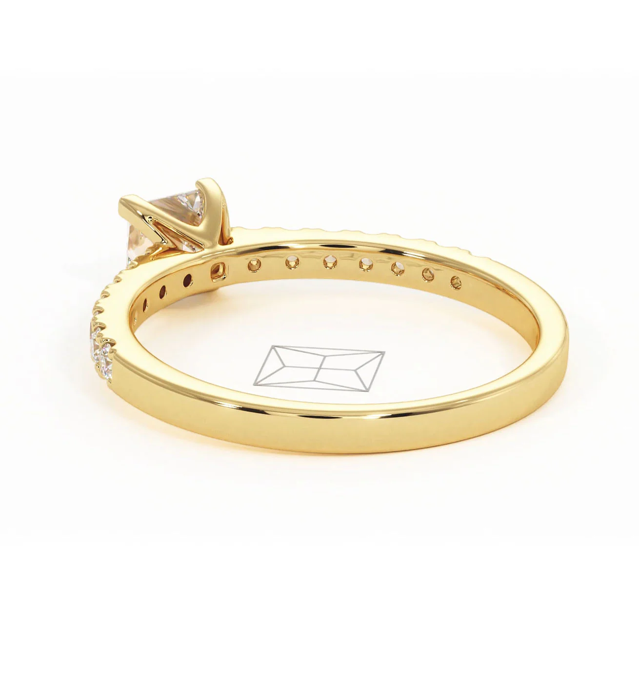 Katerina Lab Princess Diamond Engagement Ring 18K Gold 0.85ct F/VS1 - Image 120