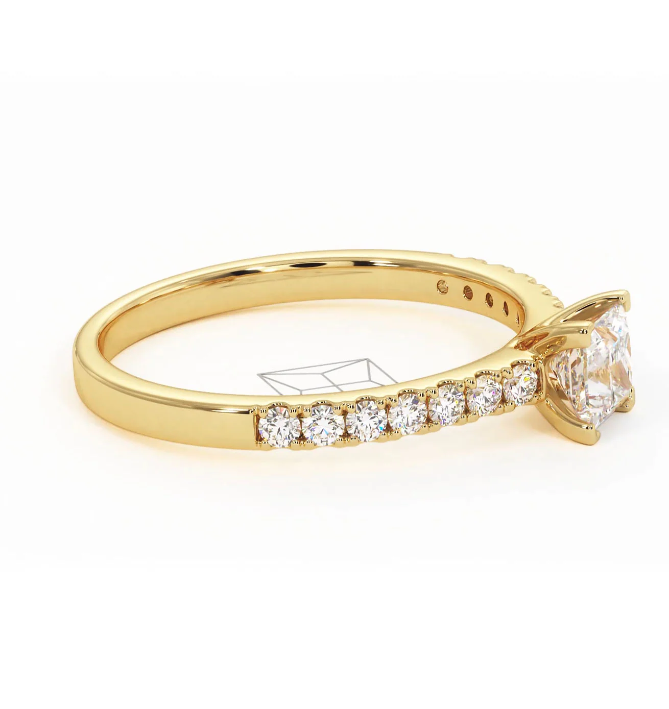 Katerina Lab Princess Diamond Engagement Ring 18K Gold 0.85ct F/VS1 - Image 153