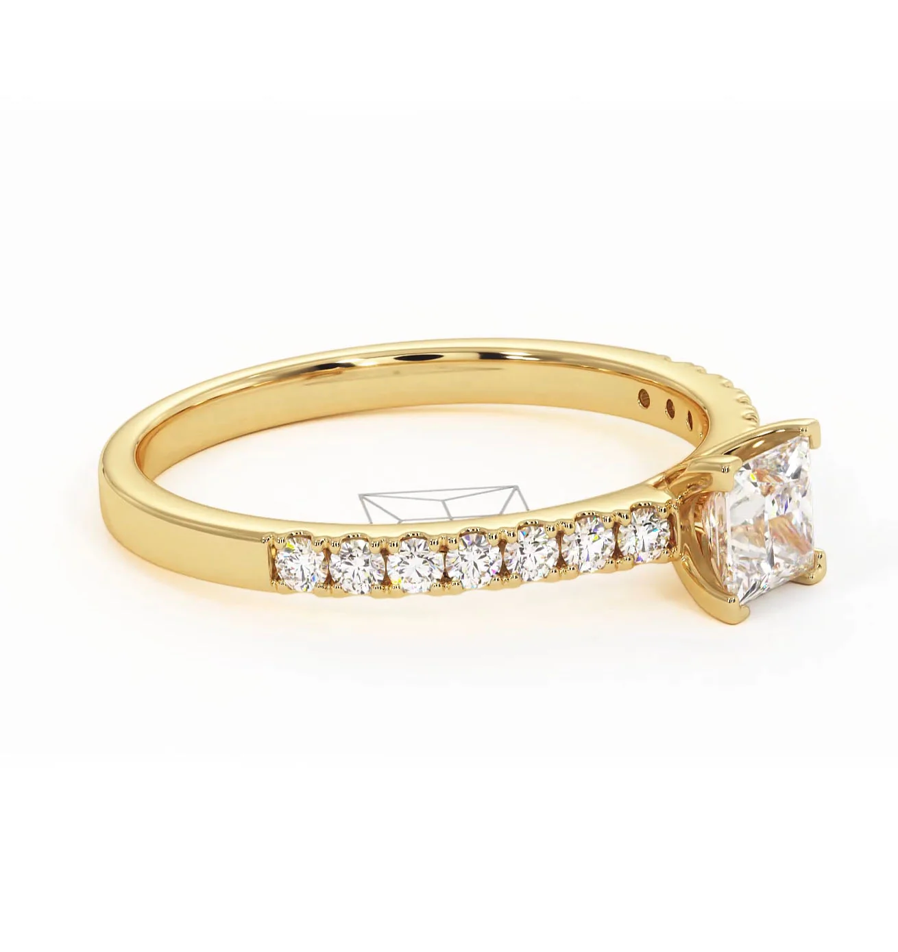Katerina Lab Princess Diamond Engagement Ring 18K Gold 0.85ct F/VS1 - Image 156