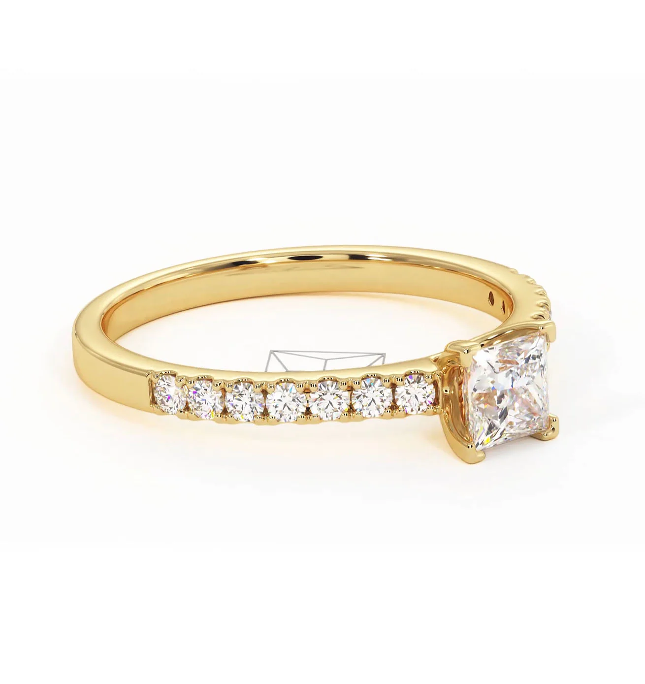 Katerina Lab Princess Diamond Engagement Ring 18K Gold 0.85ct F/VS1 - Image 159