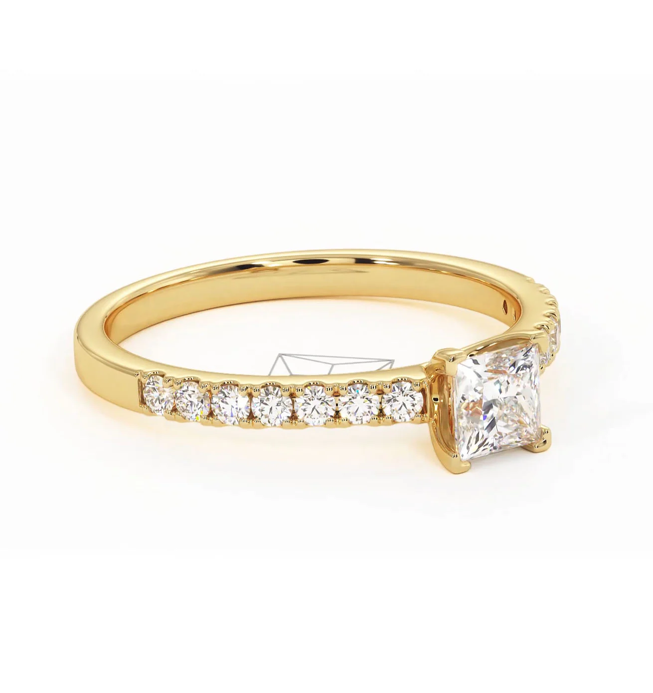 Katerina Lab Princess Diamond Engagement Ring 18K Gold 0.85ct F/VS1 - Image 160