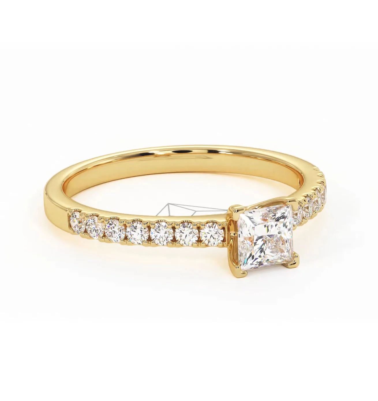 Katerina Lab Princess Diamond Engagement Ring 18K Gold 0.85ct F/VS1 - Image 162
