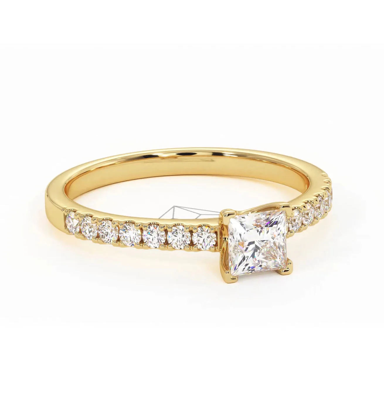 Katerina Lab Princess Diamond Engagement Ring 18K Gold 0.85ct F/VS1 - Image 163