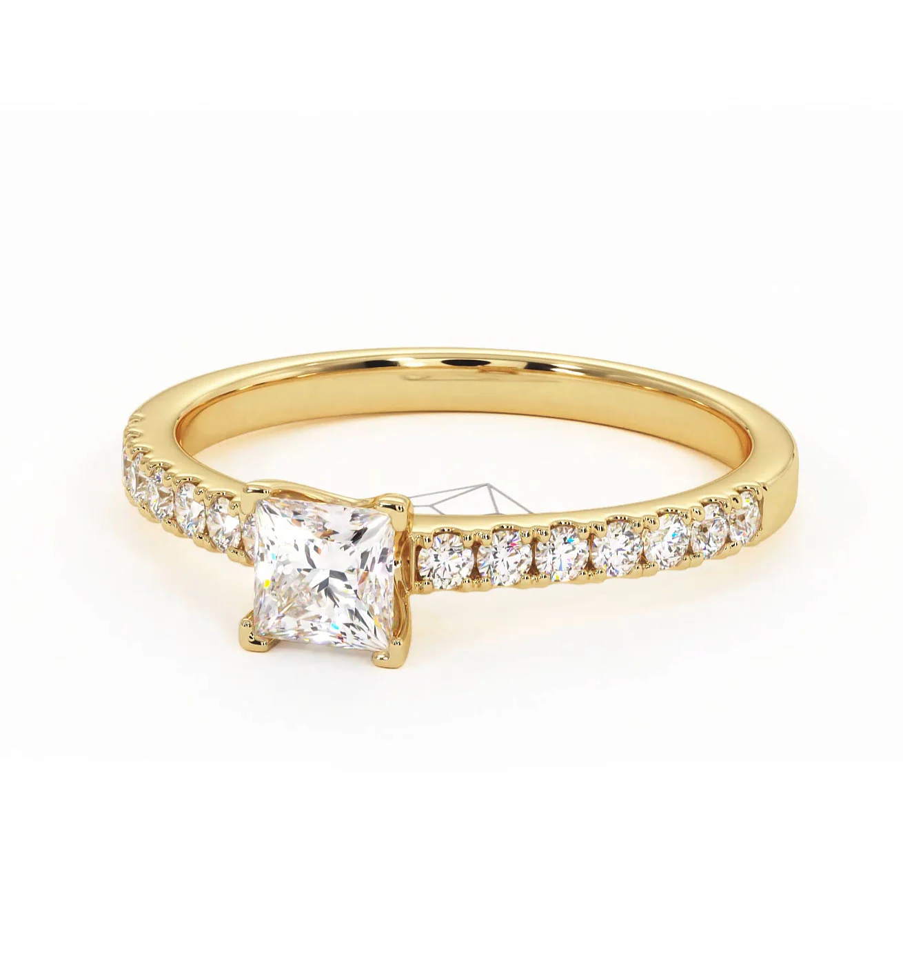 Katerina Lab Princess Diamond Engagement Ring 18K Gold 0.85ct F/VS1 - Image 92