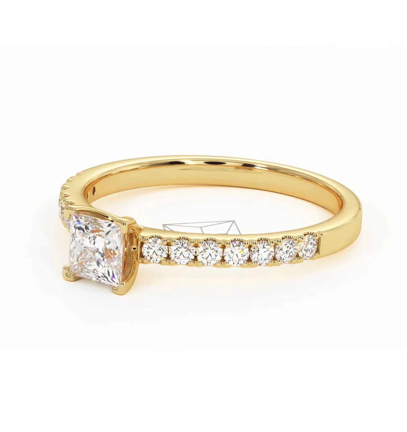 Katerina Lab Princess Diamond Engagement Ring 18K Gold 0.85ct F/VS1 - Image 96