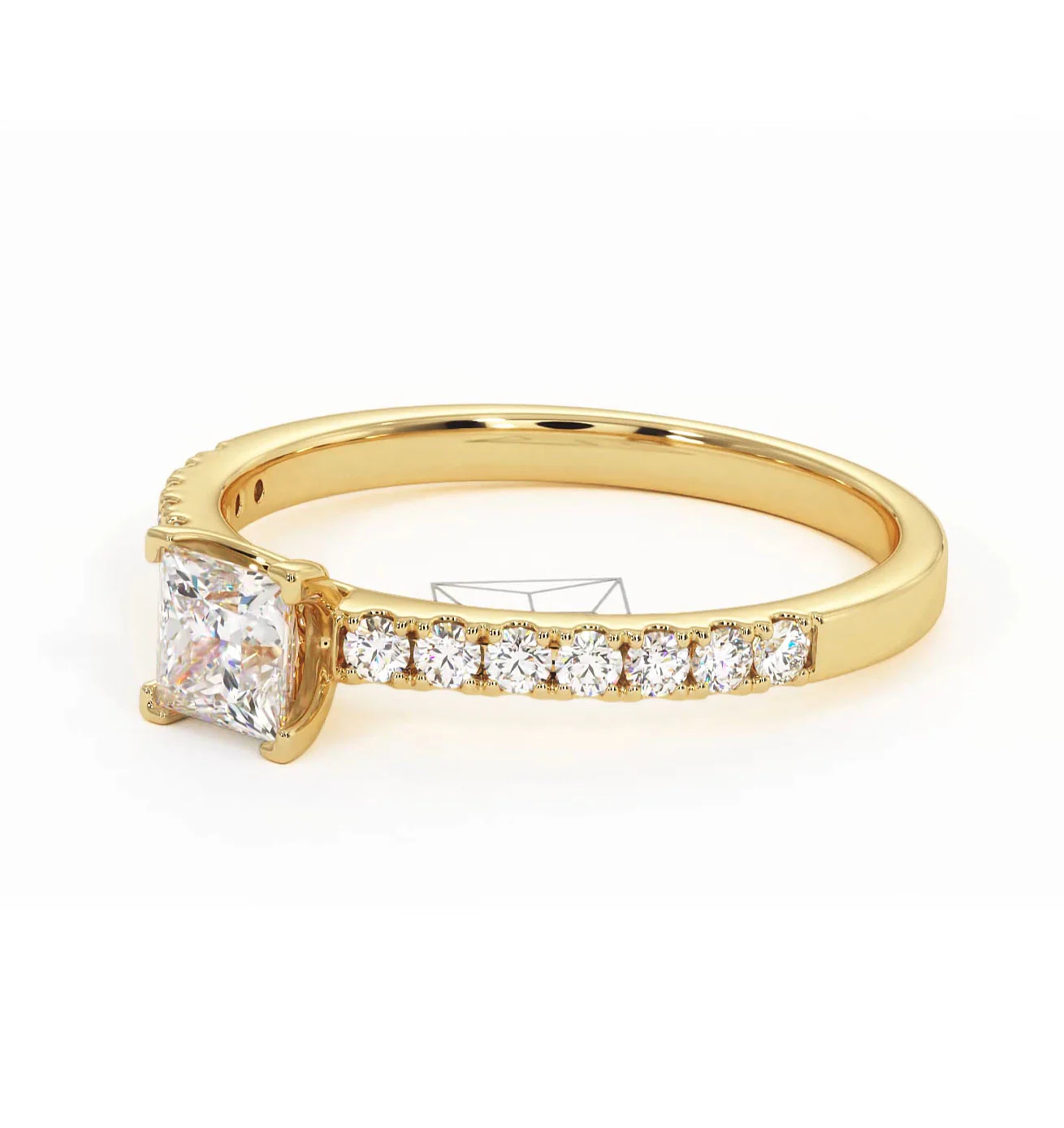Katerina Lab Princess Diamond Engagement Ring 18K Gold 0.85ct F/VS1 - Image 97