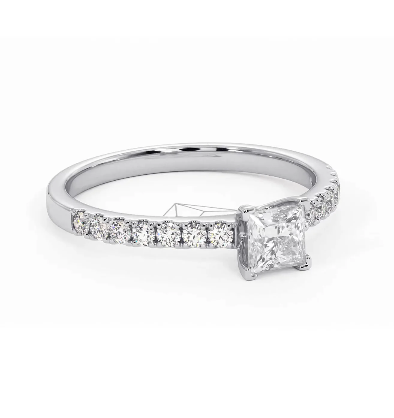 Katerina Lab Princess Diamond Engagement Ring 18KW Gold 0.85ct F/VS1 - Image 162