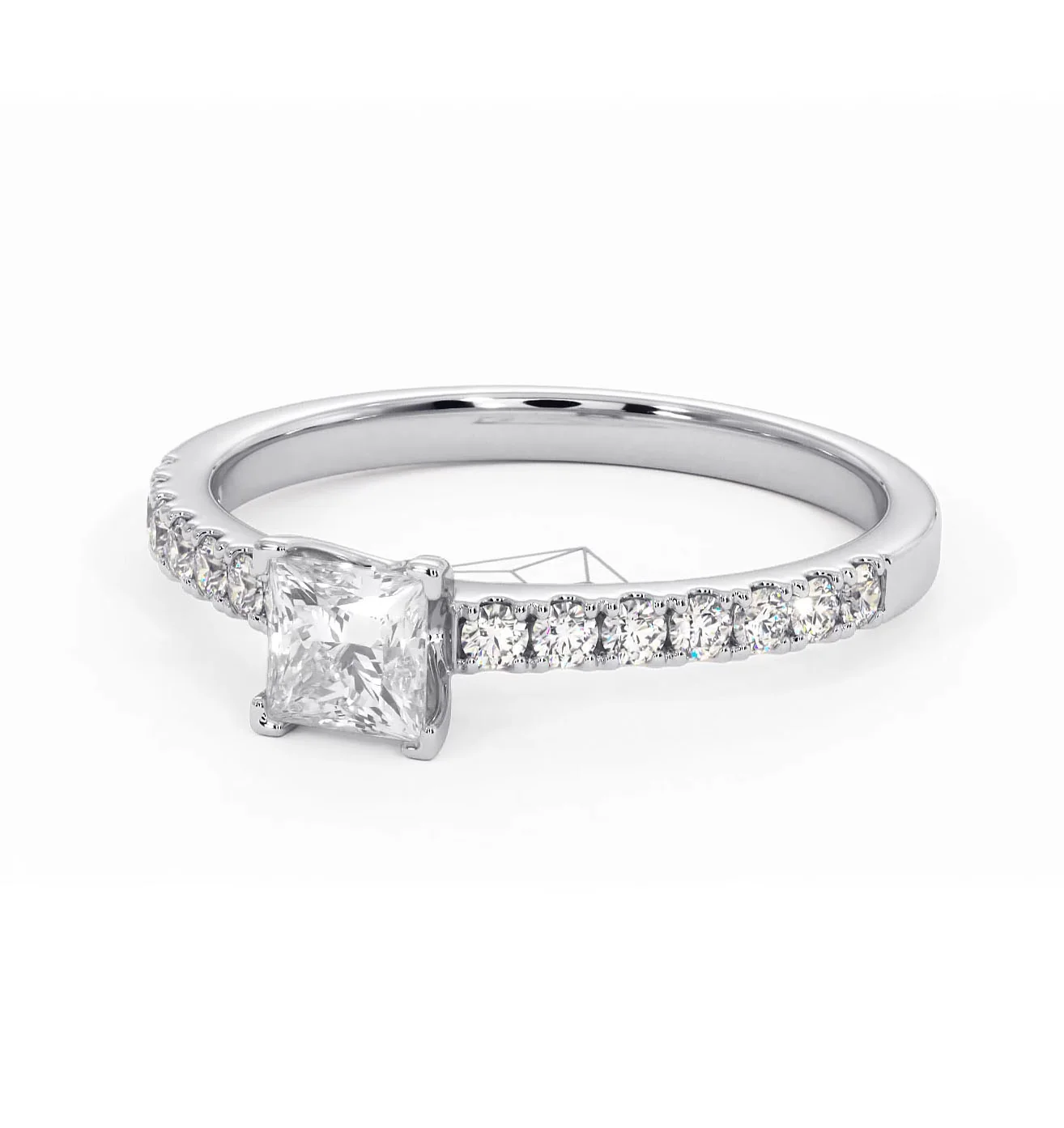 Katerina Lab Princess Diamond Engagement Ring 18KW Gold 0.85ct F/VS1 - Image 93