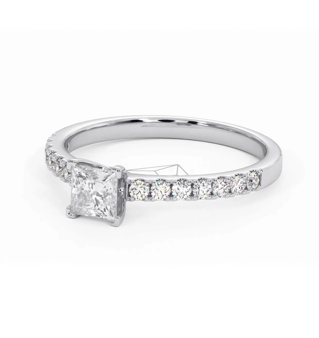 Katerina Lab Princess Diamond Engagement Ring 18KW Gold 0.85ct F/VS1 - Image 94