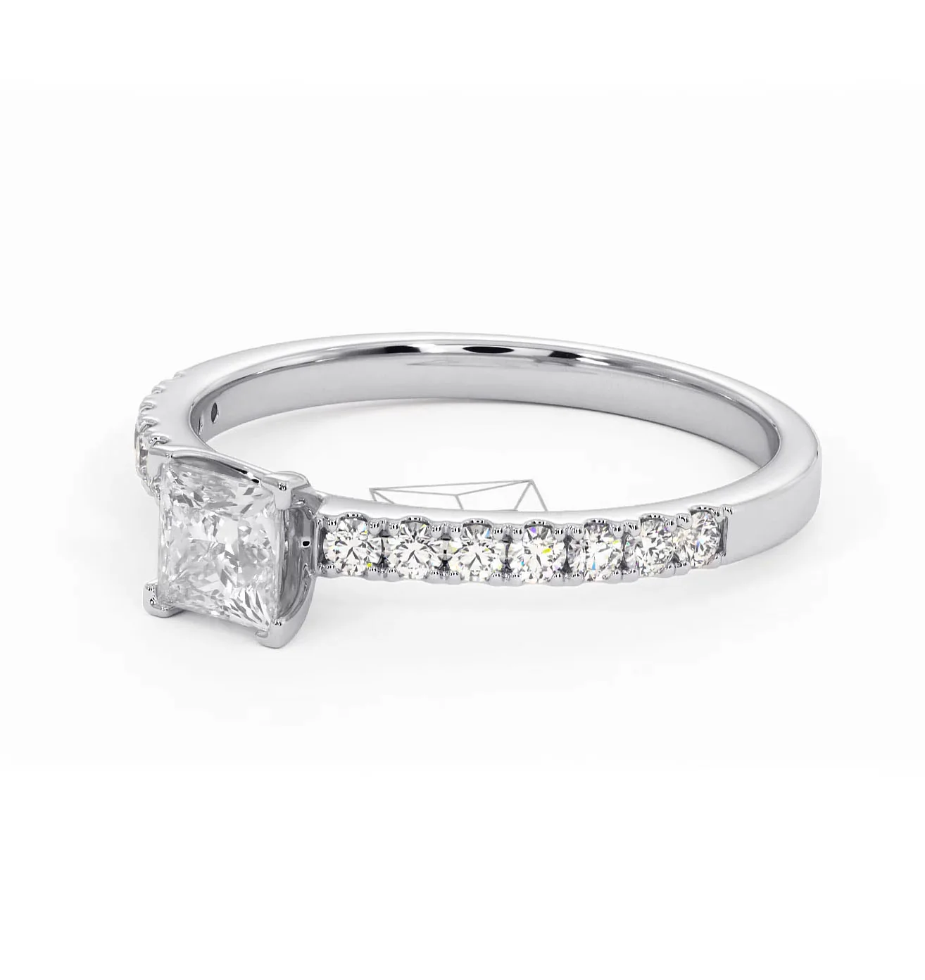 Katerina Lab Princess Diamond Engagement Ring 18KW Gold 0.85ct F/VS1 - Image 96