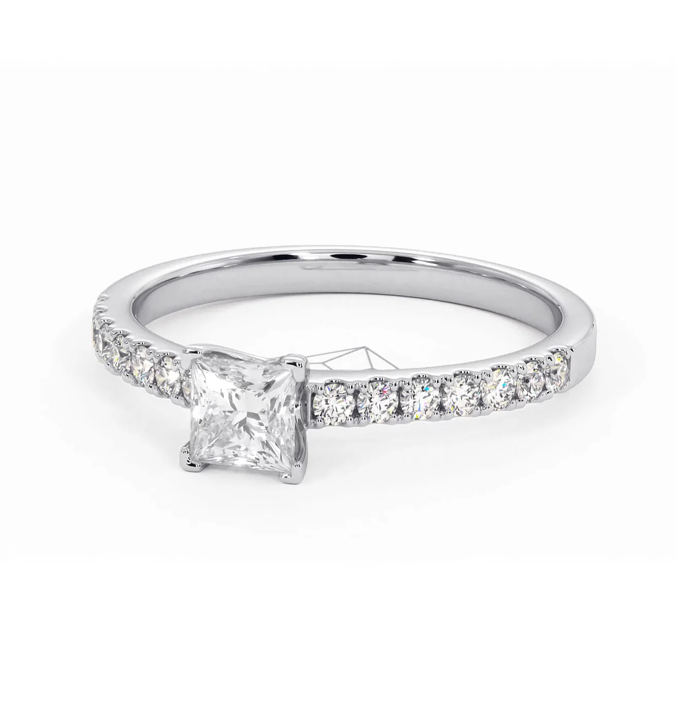 Katerina Lab Princess Diamond Engagement Ring Platinum 0.85ct F/VS1 - Image 92