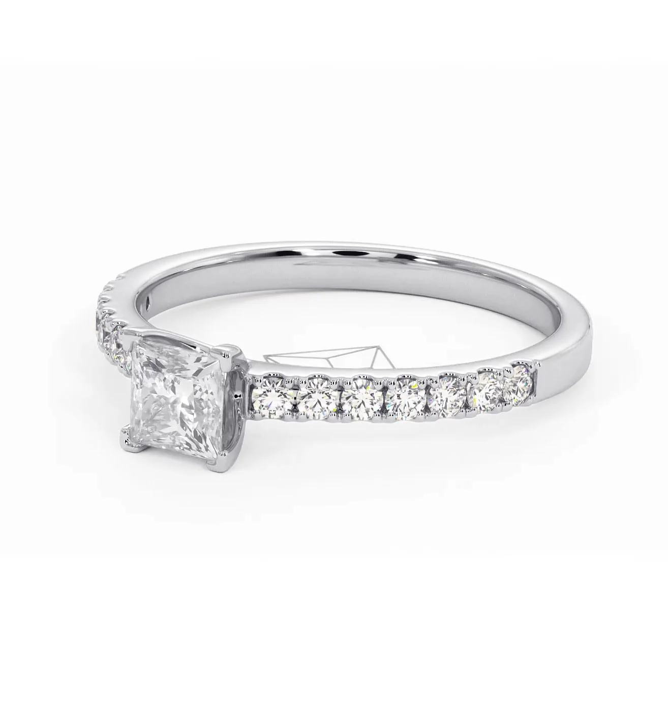 Katerina Lab Princess Diamond Engagement Ring Platinum 0.85ct F/VS1 - Image 95