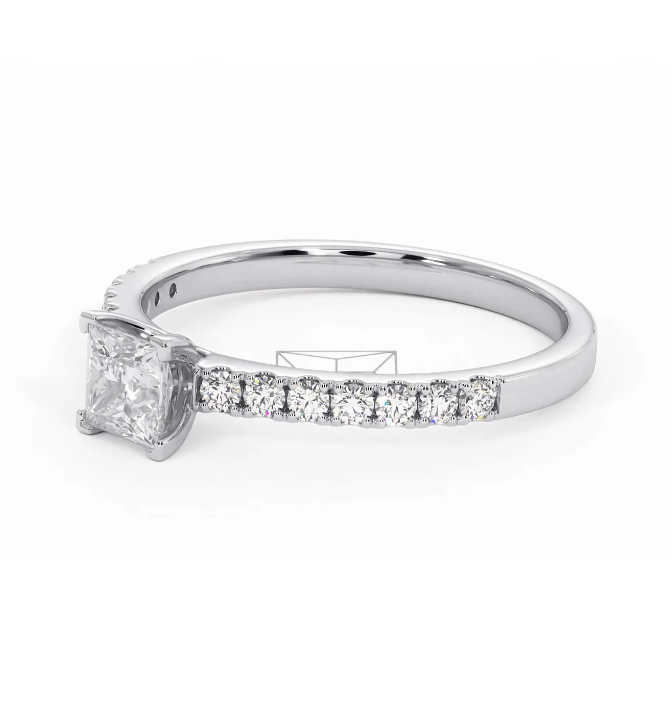Katerina Lab Princess Diamond Engagement Ring Platinum 0.85ct F/VS1 - Image 98