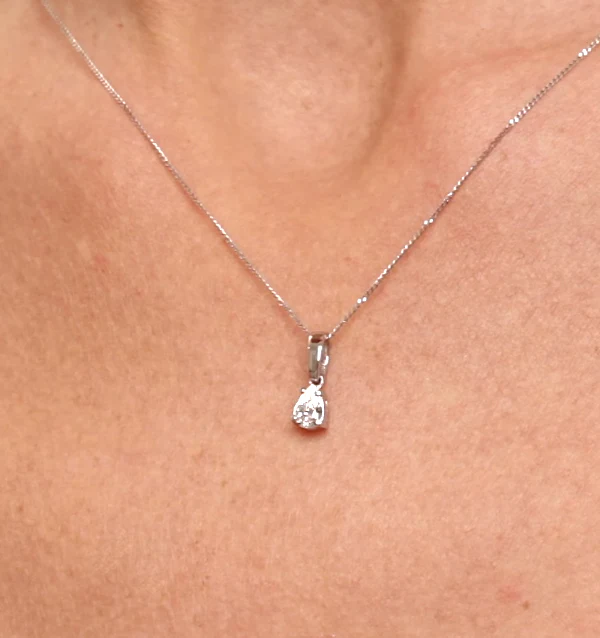 Keira 18K White Gold Pear Shape Diamond Pendant Necklace 0.33CT G/VS - Image 3