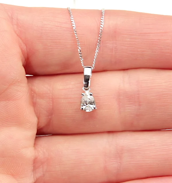 Keira 18K White Gold Pear Shape Lab Diamond Pendant Necklace 0.33CT F/VS - Image 4