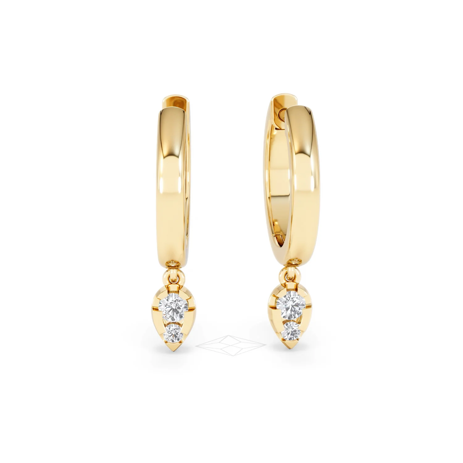 Lab Diamond 0.15ct Marquise Drop Huggies in 18K Gold Vermeil - Image 10