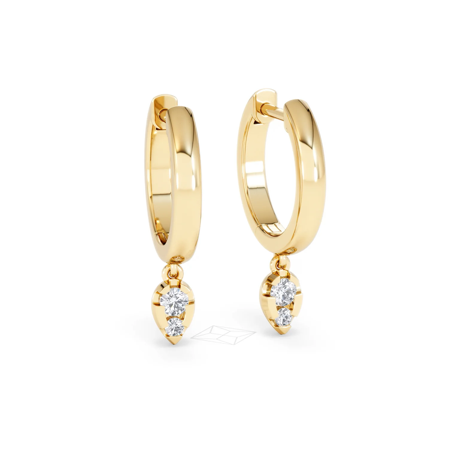 Lab Diamond 0.15ct Marquise Drop Huggies in 18K Gold Vermeil - Image 13