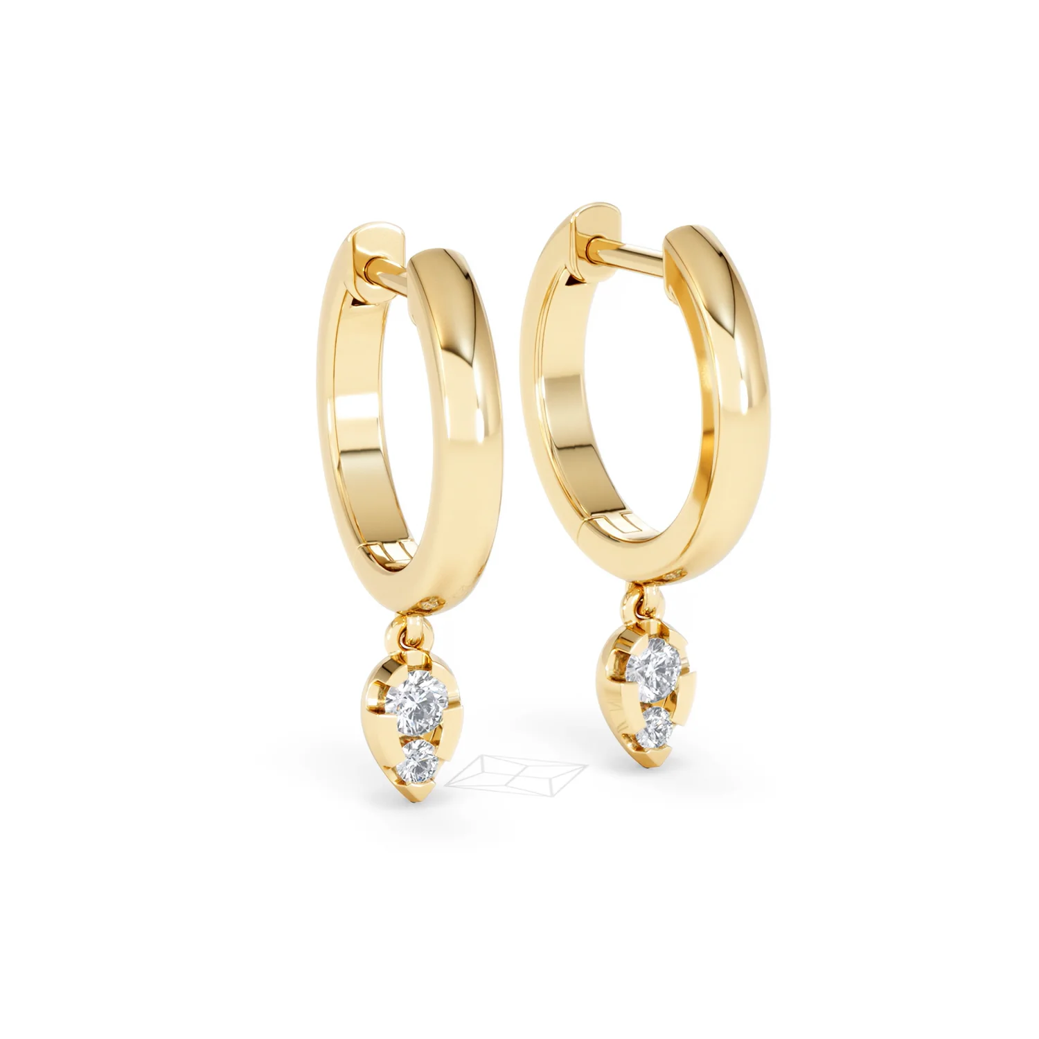 Lab Diamond 0.15ct Marquise Drop Huggies in 18K Gold Vermeil - Image 15