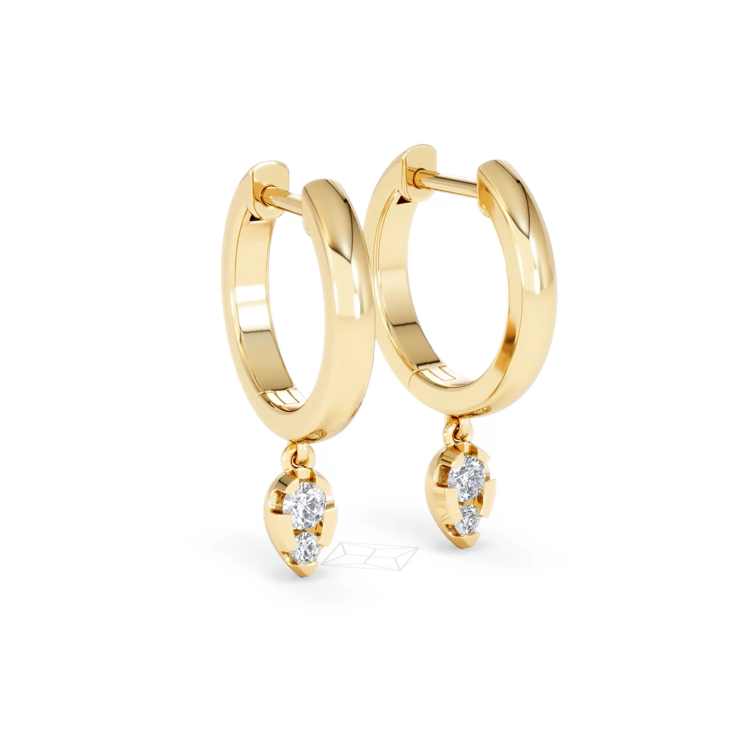 Lab Diamond 0.15ct Marquise Drop Huggies in 18K Gold Vermeil - Image 16