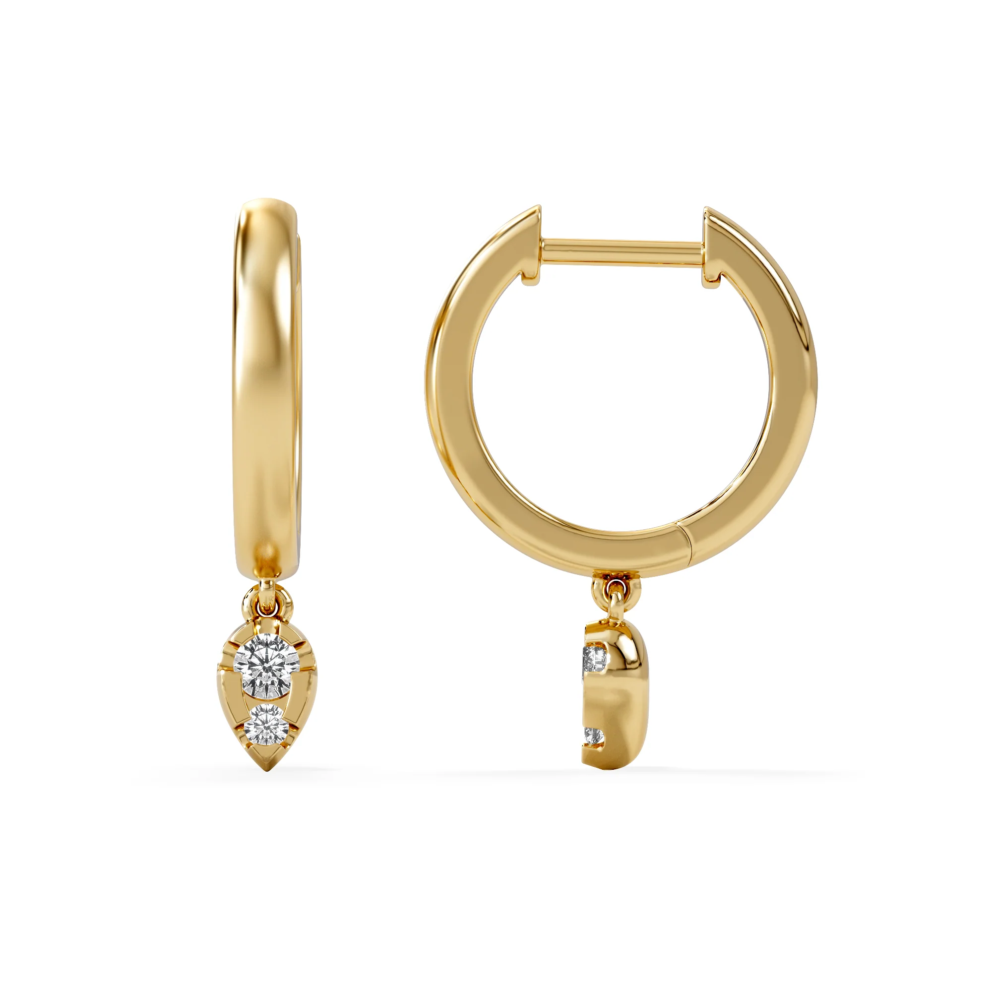 Lab Diamond 0.15ct Marquise Drop Huggies in 18K Gold Vermeil - Image 3