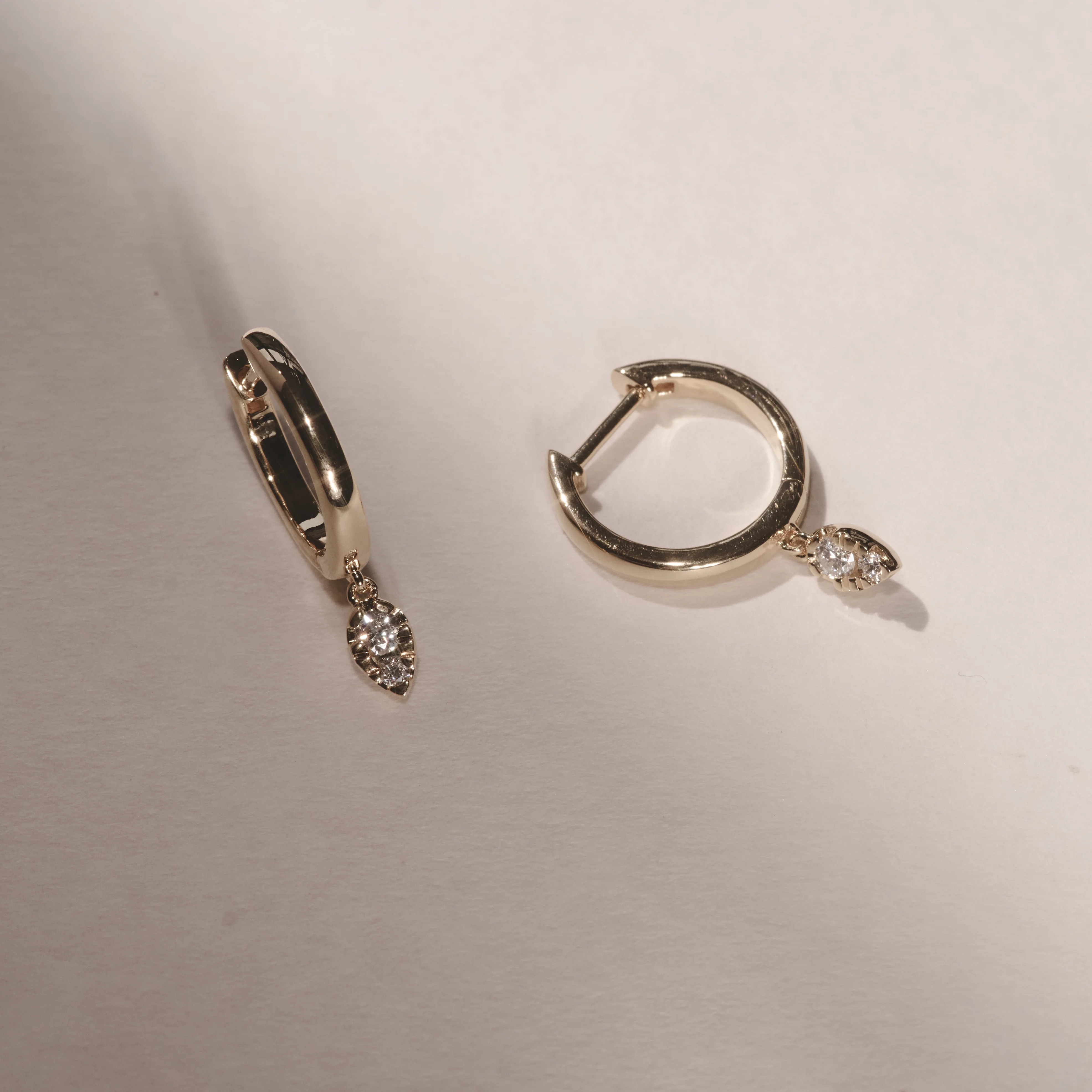 Lab Diamond 0.15ct Marquise Drop Huggies in 18K Gold Vermeil - Image 7