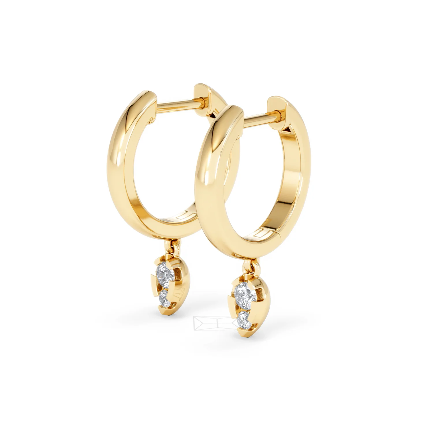 Lab Diamond 0.15ct Marquise Drop Huggies in 18K Gold Vermeil - Image 79