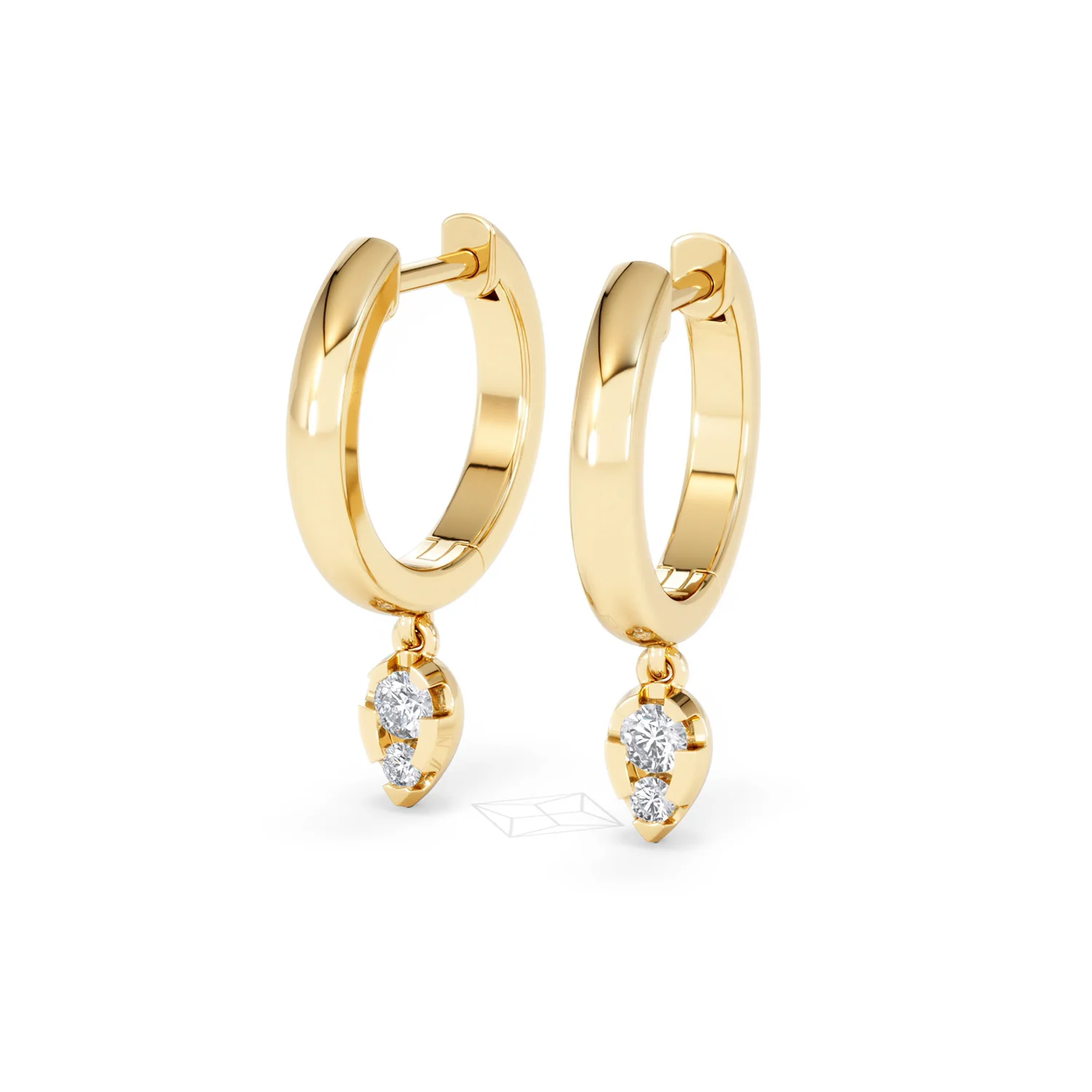 Lab Diamond 0.15ct Marquise Drop Huggies in 18K Gold Vermeil - Image 83