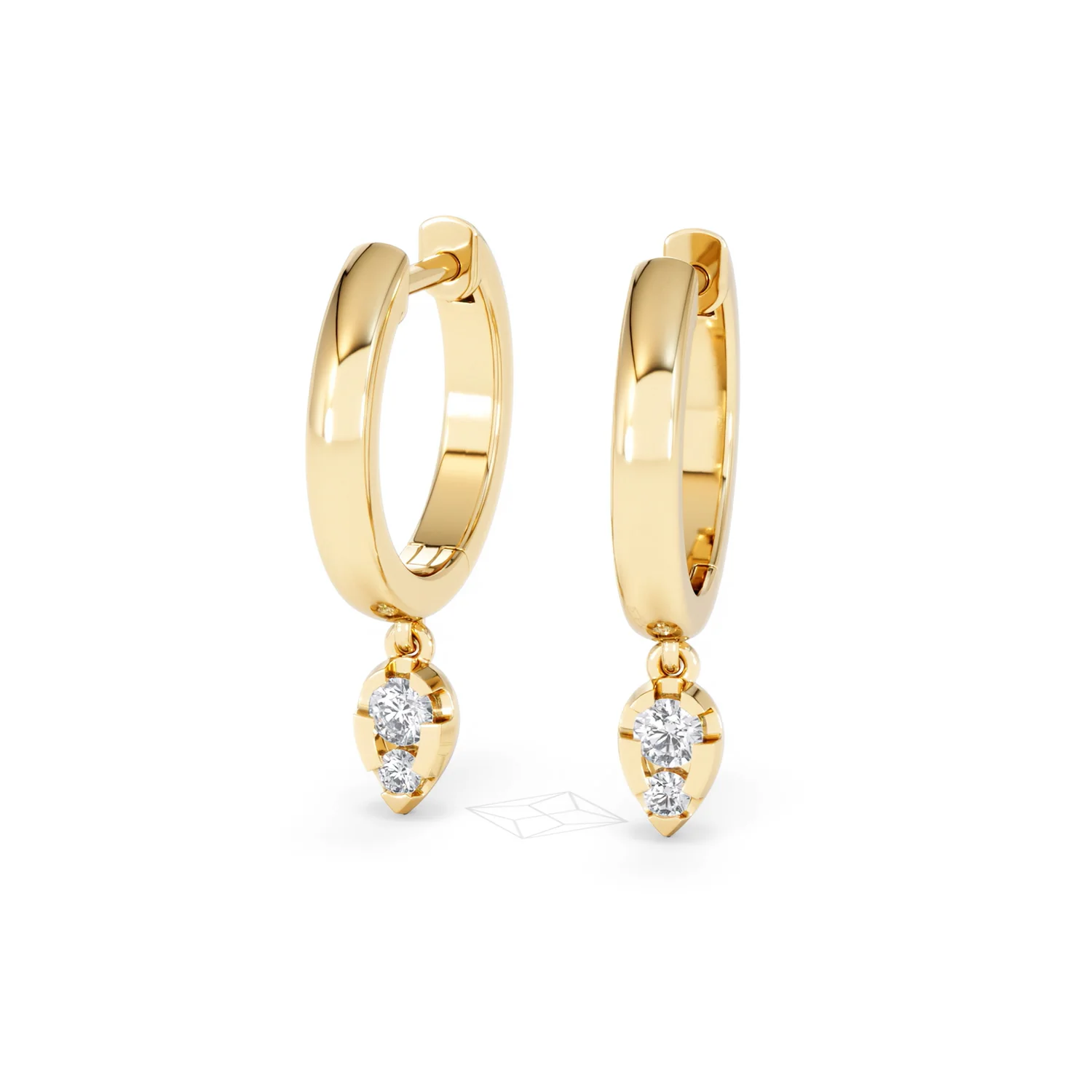 Lab Diamond 0.15ct Marquise Drop Huggies in 18K Gold Vermeil - Image 85