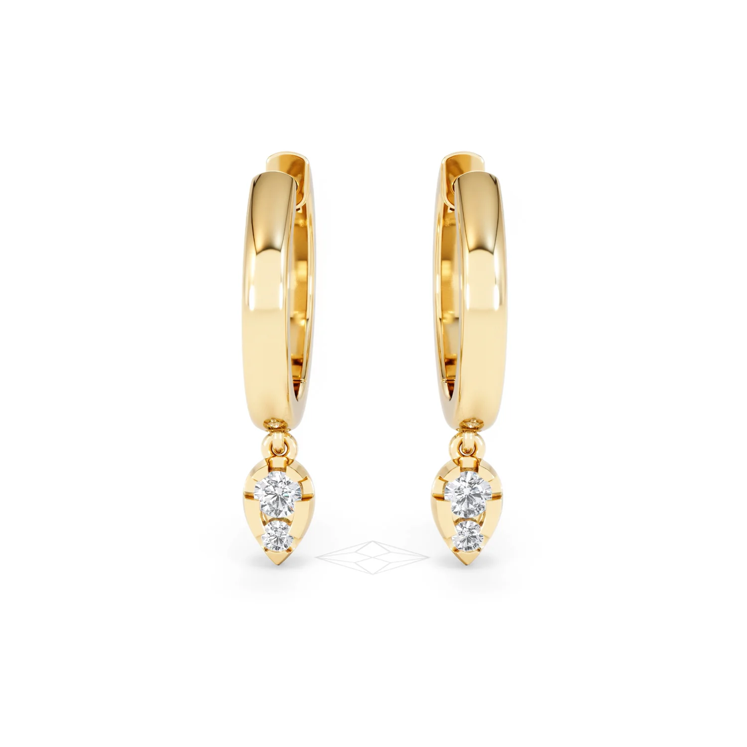 Lab Diamond 0.15ct Marquise Drop Huggies in 18K Gold Vermeil - Image 9