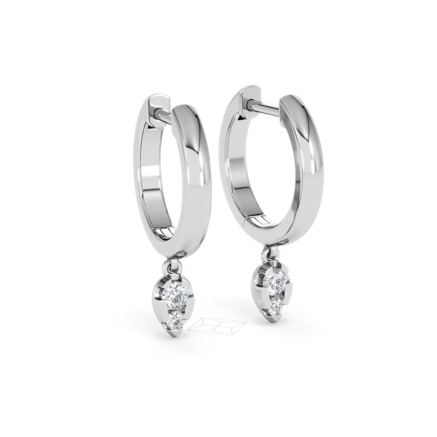 Lab Diamond 0.15ct Marquise Drop Huggies in 925 Silver - Image 14