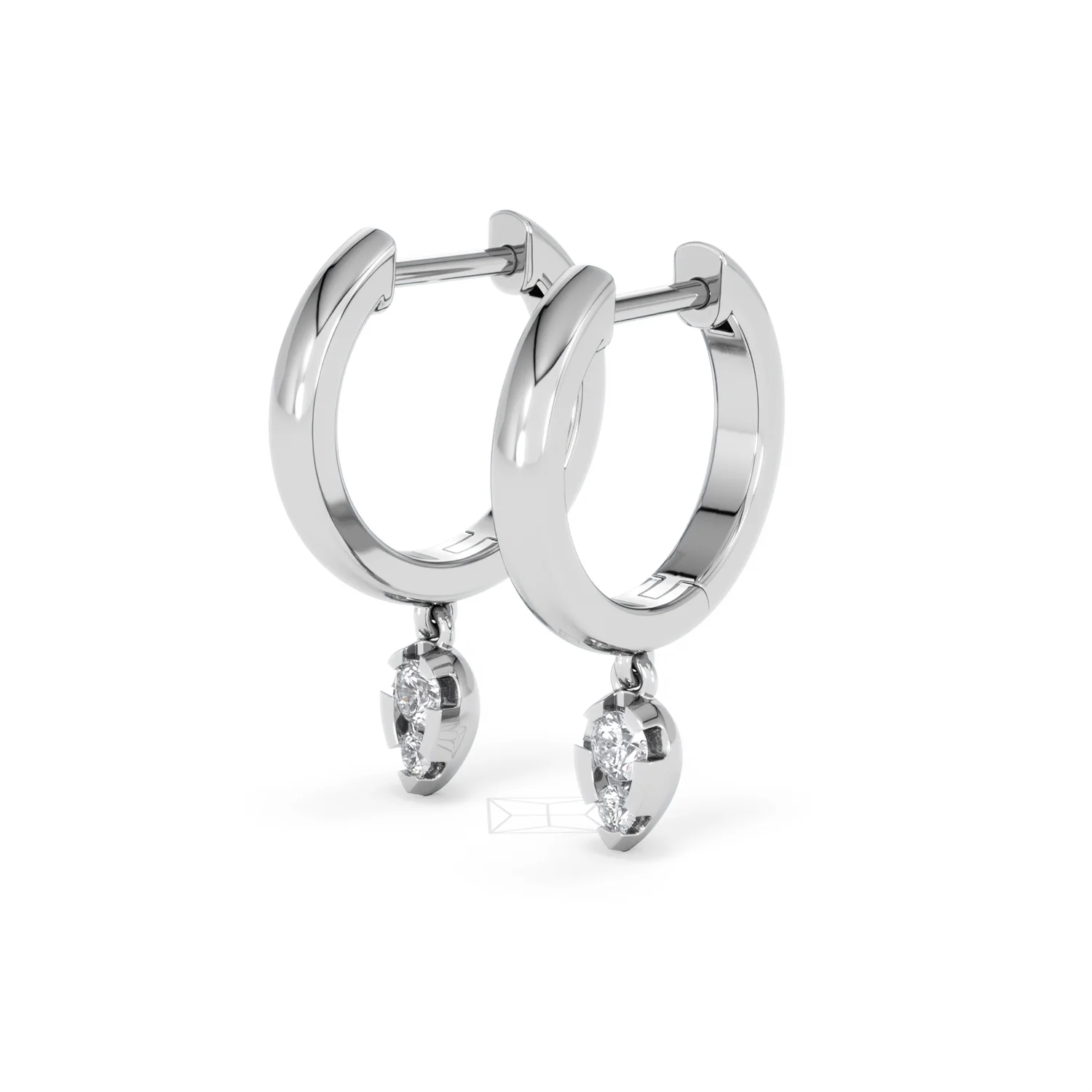 Lab Diamond 0.15ct Marquise Drop Huggies in 925 Silver - Image 78