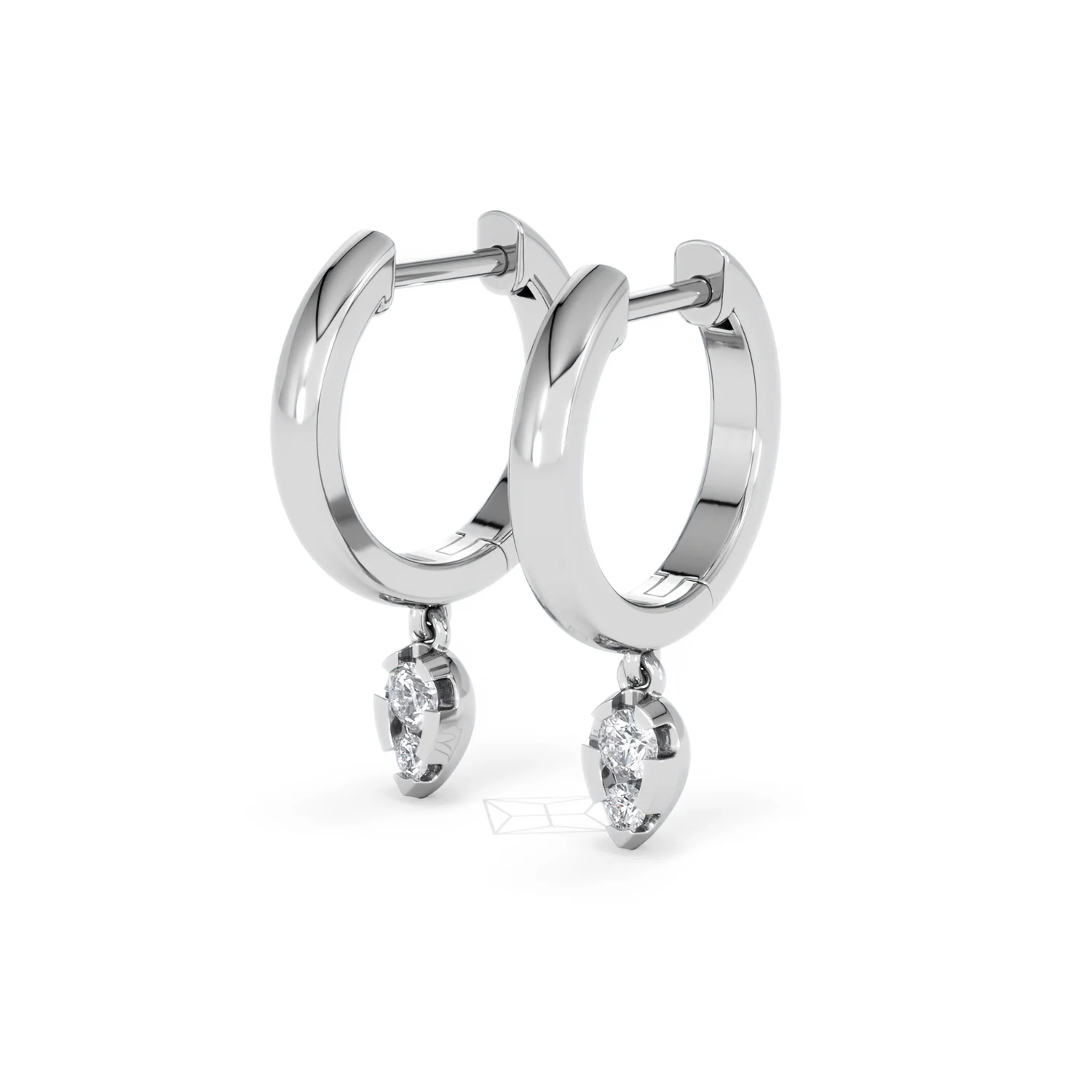 Lab Diamond 0.15ct Marquise Drop Huggies in 925 Silver - Image 79