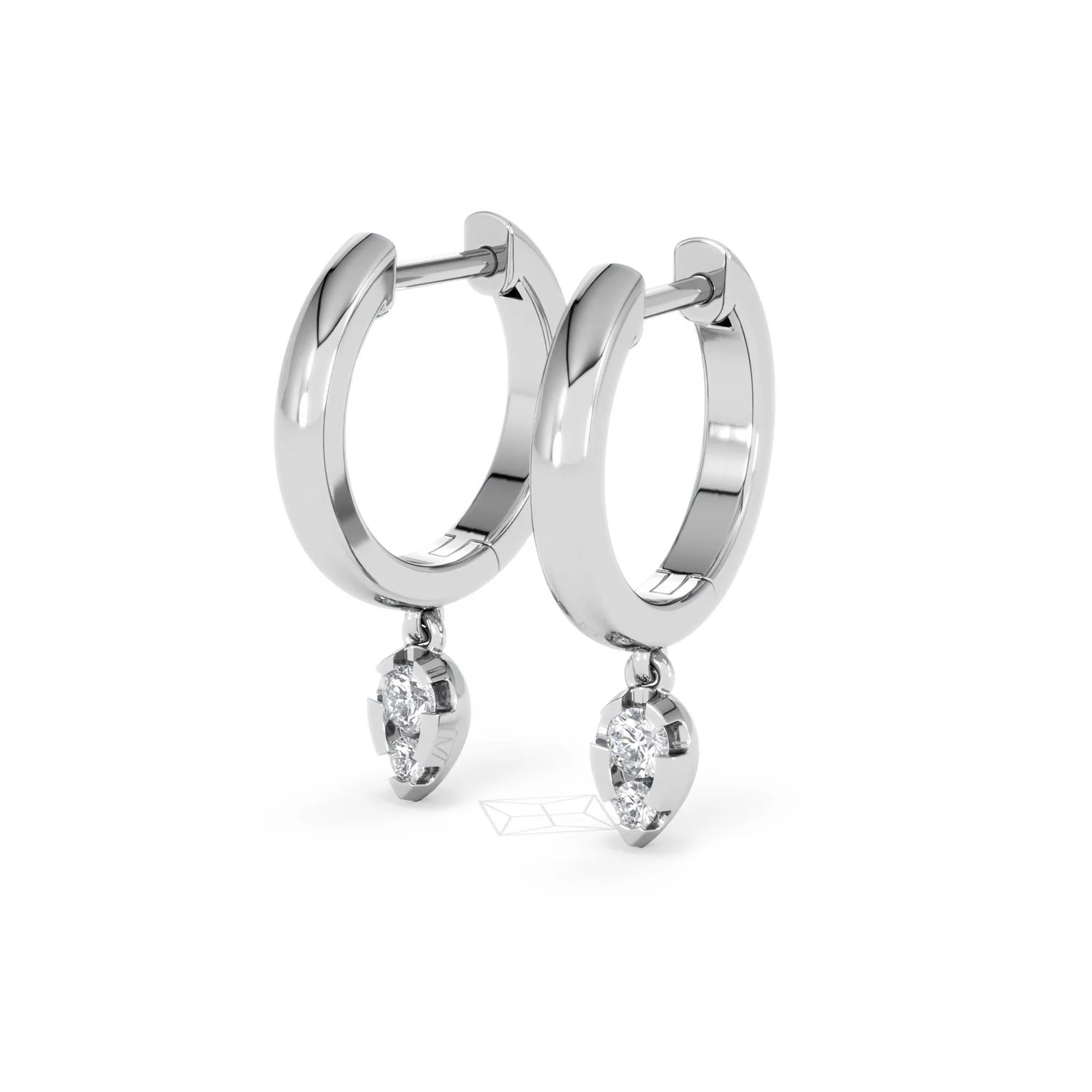 Lab Diamond 0.15ct Marquise Drop Huggies in 925 Silver - Image 80