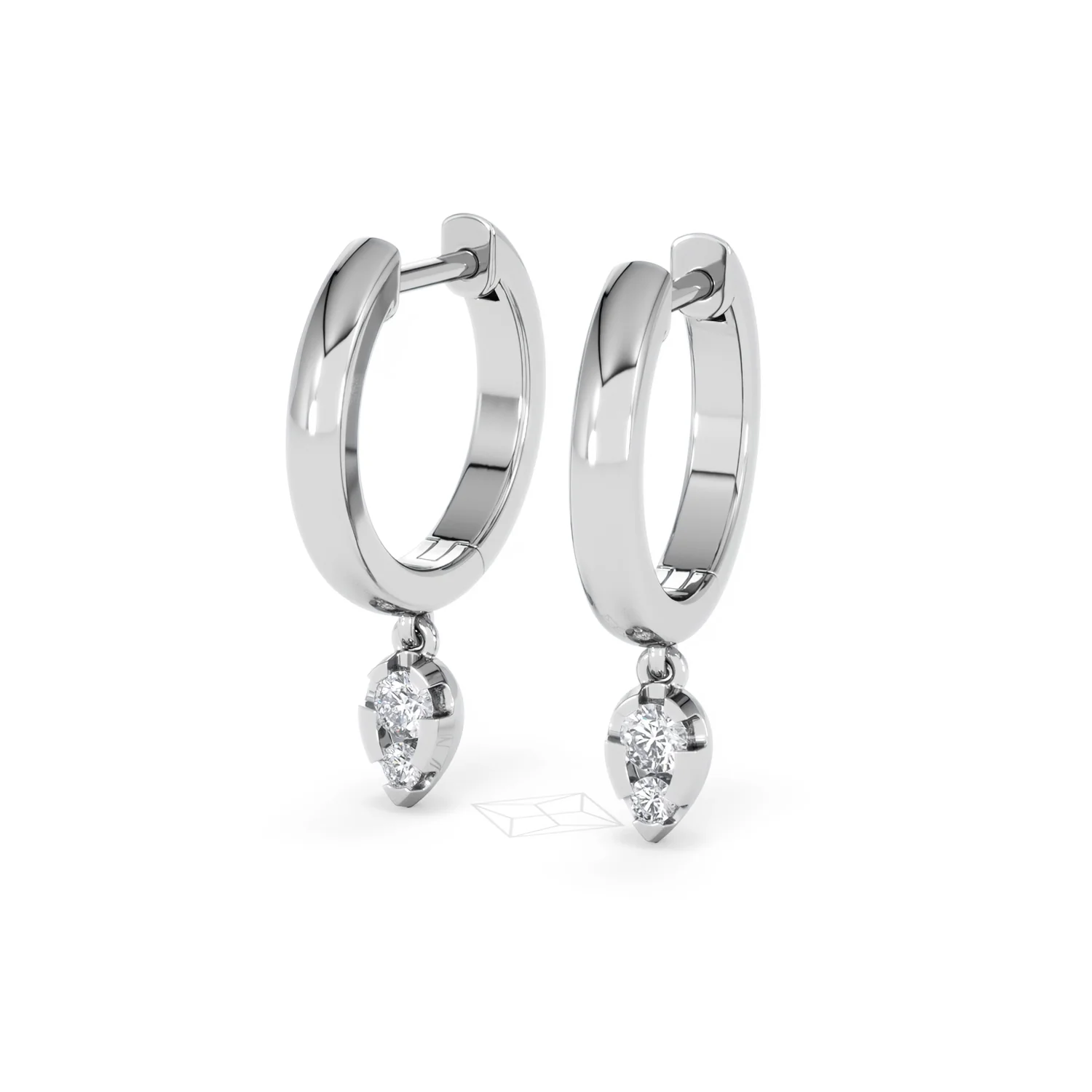 Lab Diamond 0.15ct Marquise Drop Huggies in 925 Silver - Image 82