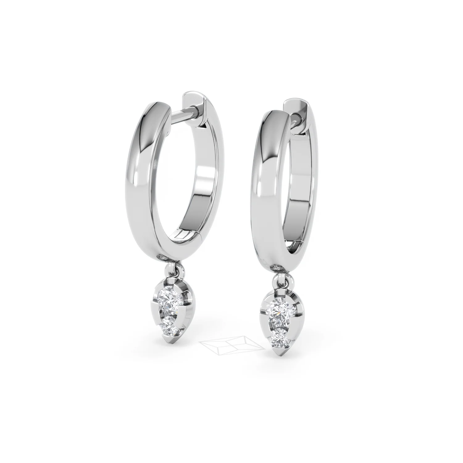 Lab Diamond 0.15ct Marquise Drop Huggies in 925 Silver - Image 83
