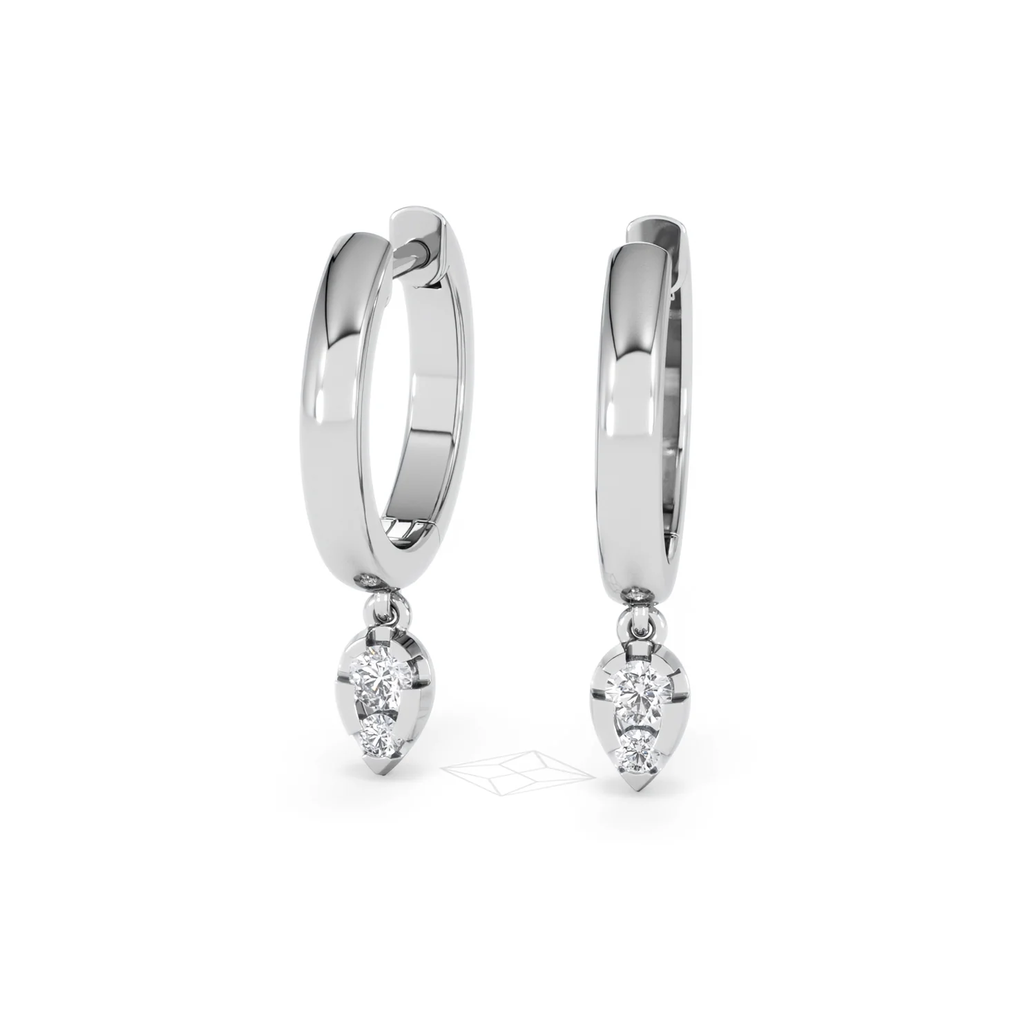 Lab Diamond 0.15ct Marquise Drop Huggies in 925 Silver - Image 85