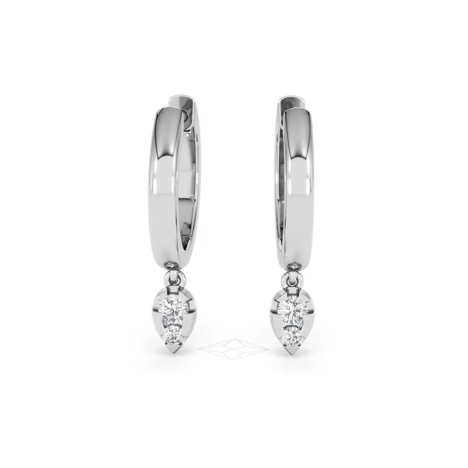 Lab Diamond 0.15ct Marquise Drop Huggies in 925 Silver - Image 87