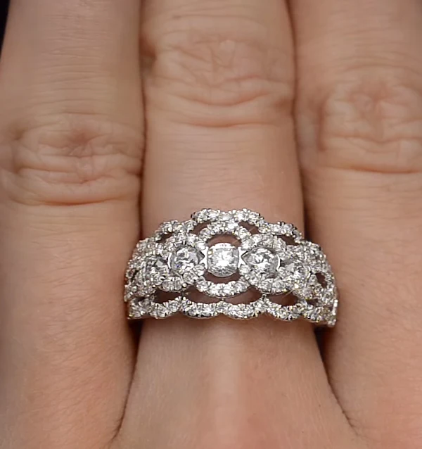 Lab Diamond Art Deco 9K White Gold Ring 1.25CT H/Si - N4544Y - Image 4