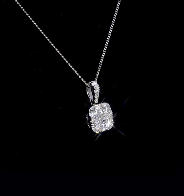 Lab Diamond Carre Galileo 1.10CT Pendant Necklace in 9K White Gold - Image 4