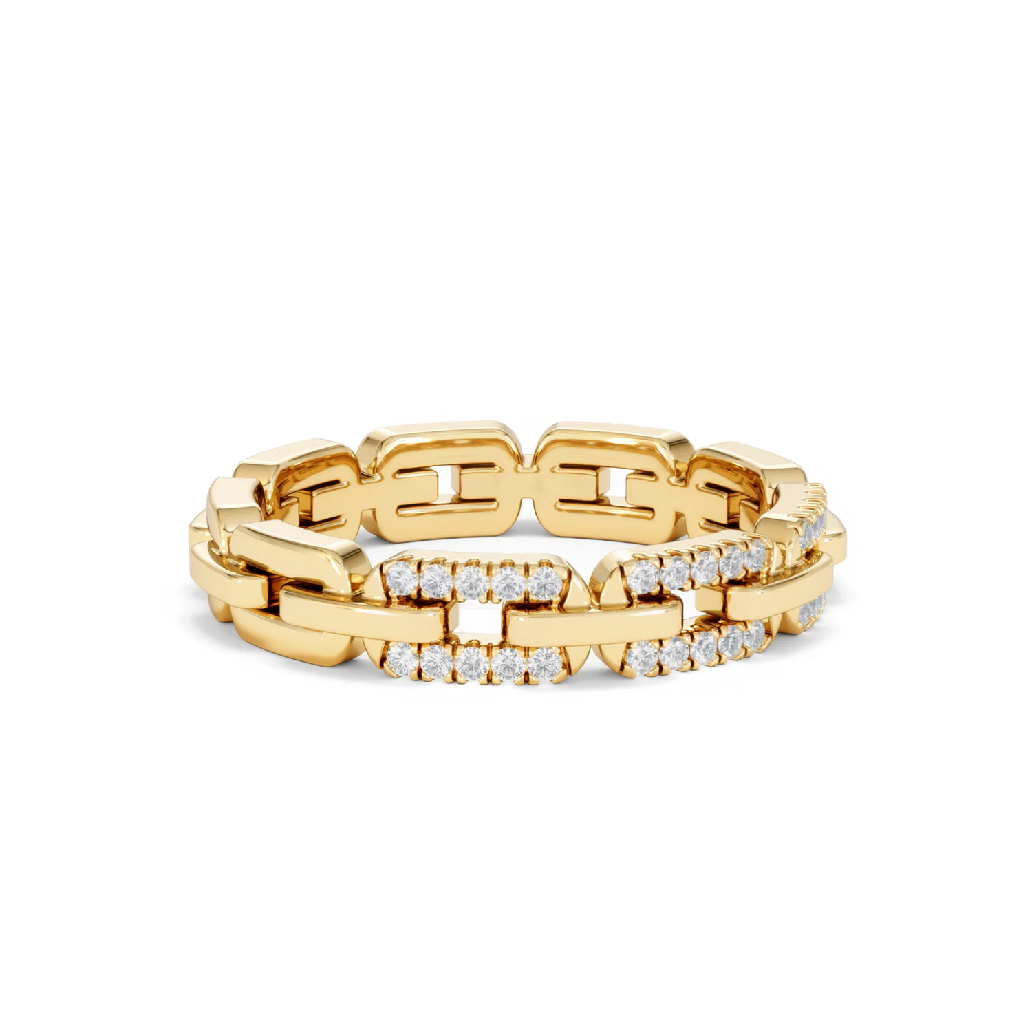 Lab Diamond Chain Link Ring 0.14ct in 18k Gold Vermeil - Image 19