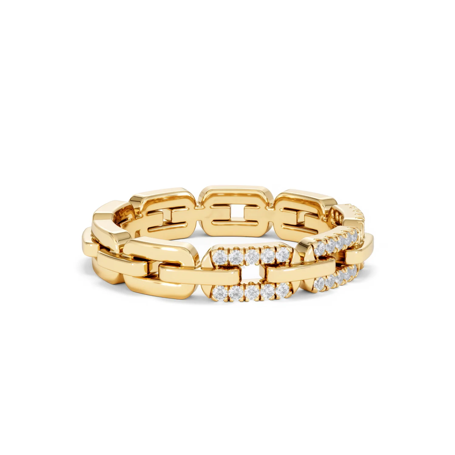 Lab Diamond Chain Link Ring 0.14ct in 18k Gold Vermeil - Image 23