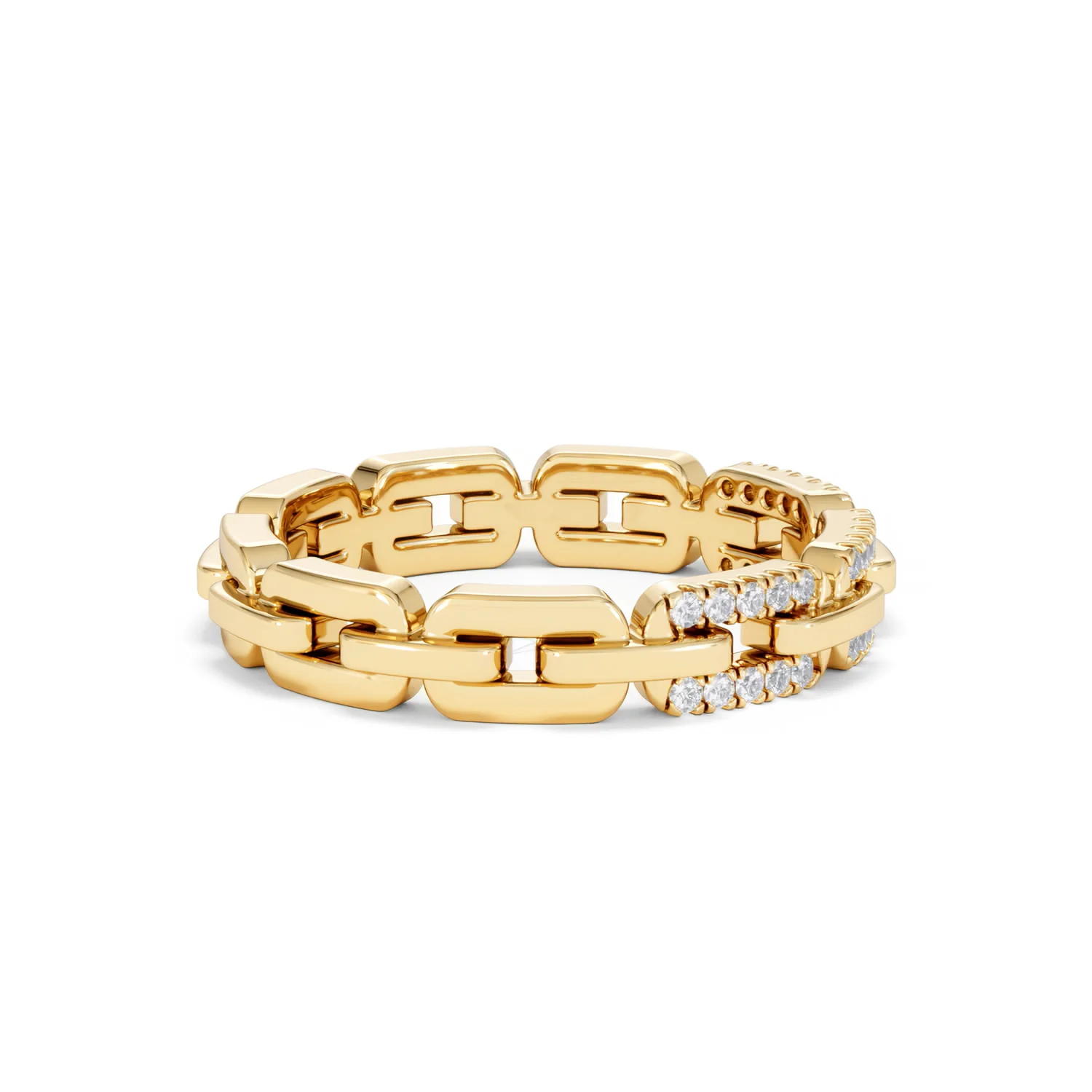 Lab Diamond Chain Link Ring 0.14ct in 18k Gold Vermeil - Image 29