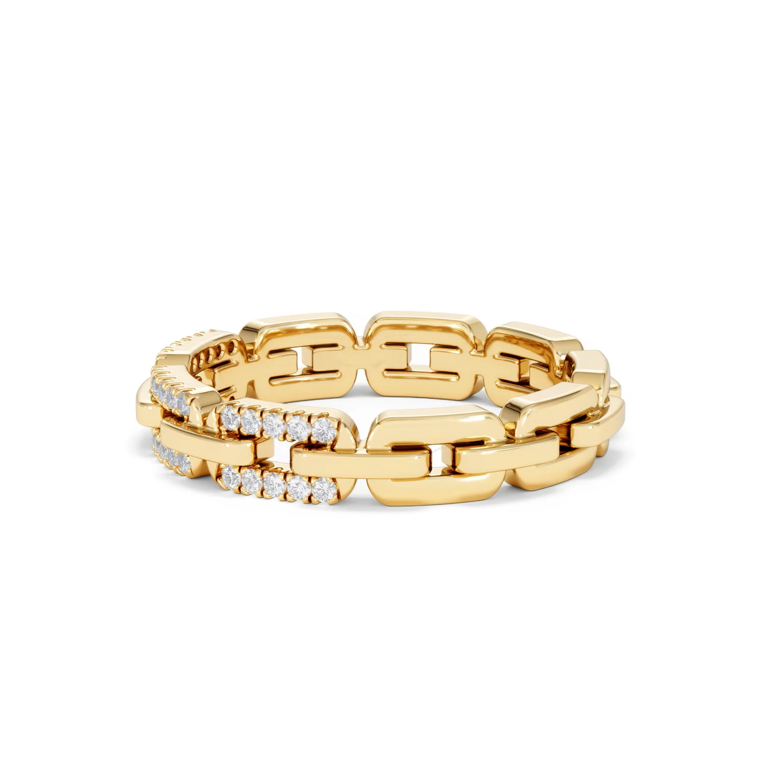 Lab Diamond Chain Link Ring 0.14ct in 18k Gold Vermeil - Image 75