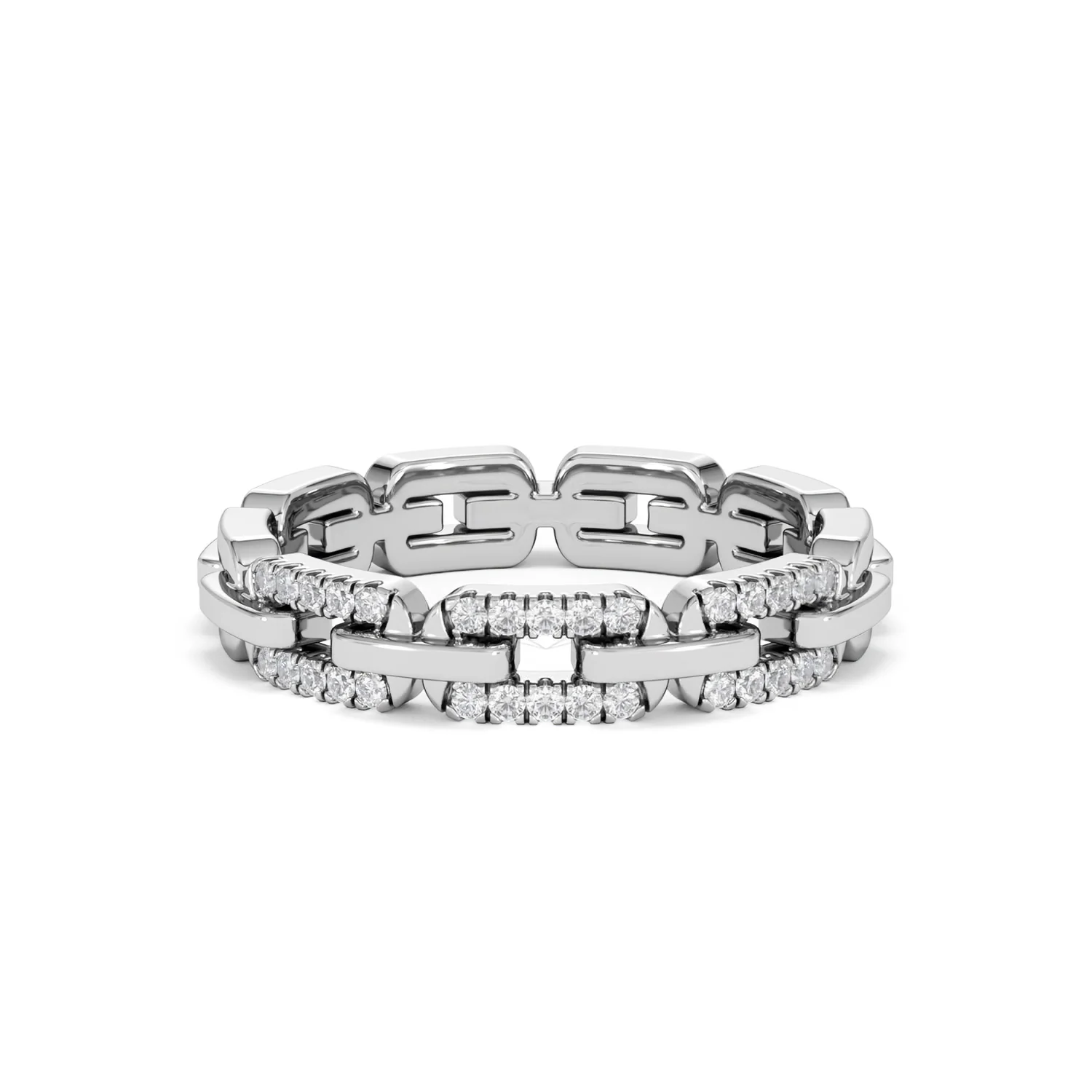 Lab Diamond Chain Link Ring 0.14ct in 925 Silver - Image 11