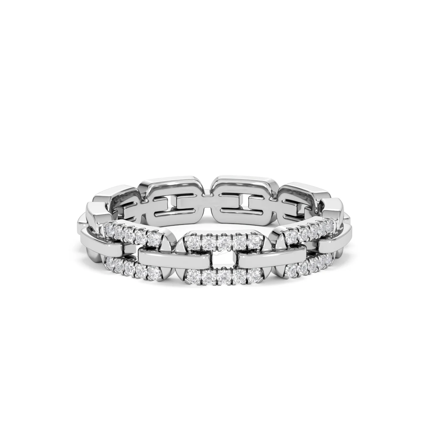 Lab Diamond Chain Link Ring 0.14ct in 925 Silver - Image 12
