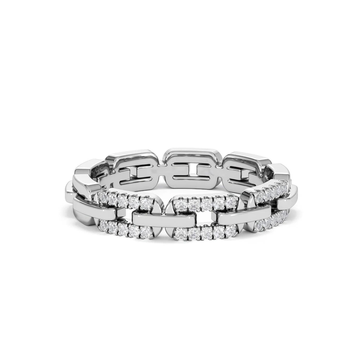 Lab Diamond Chain Link Ring 0.14ct in 925 Silver - Image 14