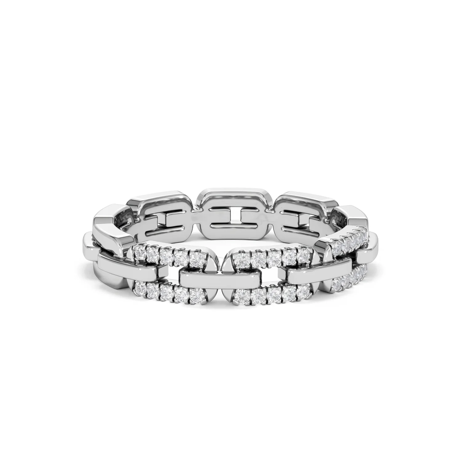 Lab Diamond Chain Link Ring 0.14ct in 925 Silver - Image 15