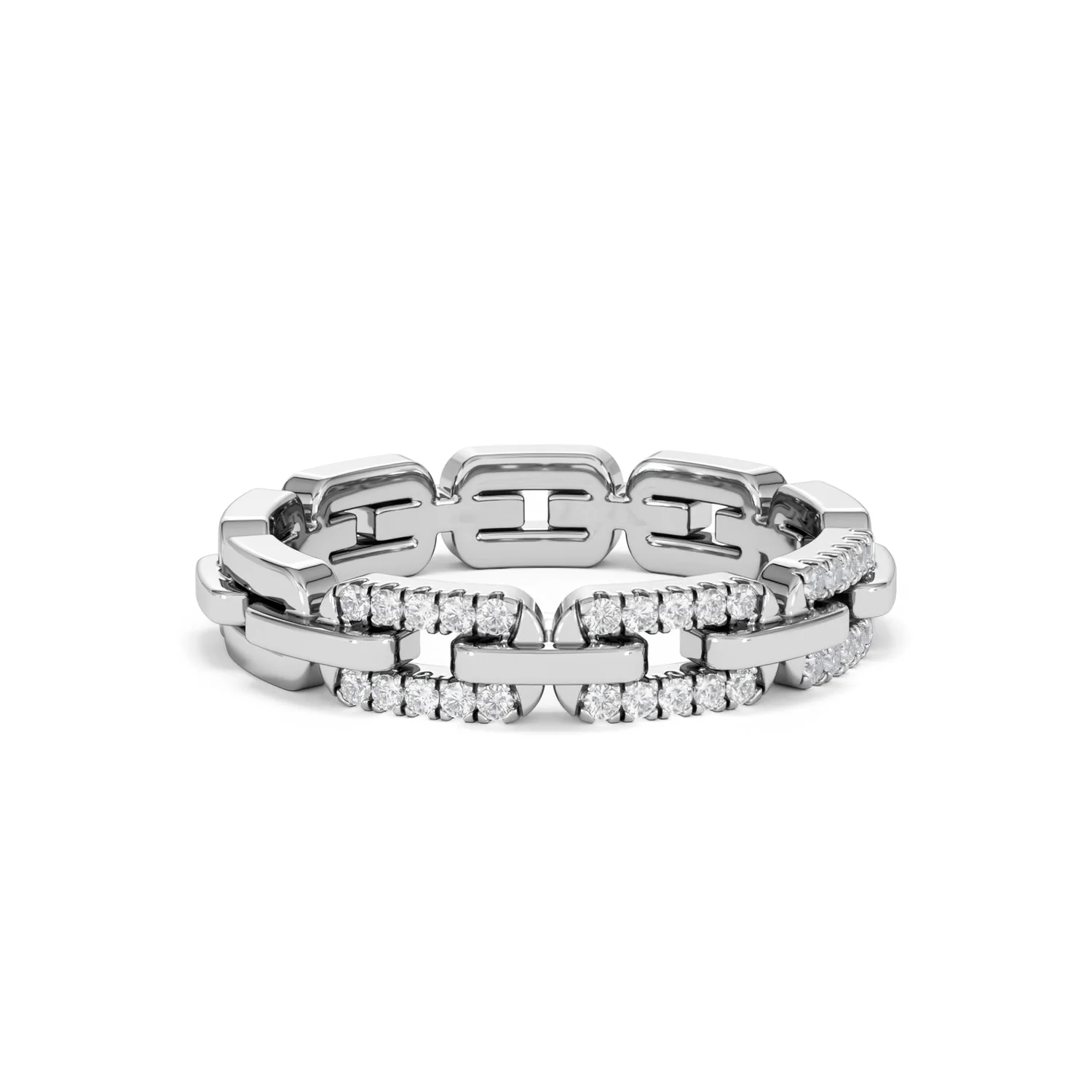 Lab Diamond Chain Link Ring 0.14ct in 925 Silver - Image 16