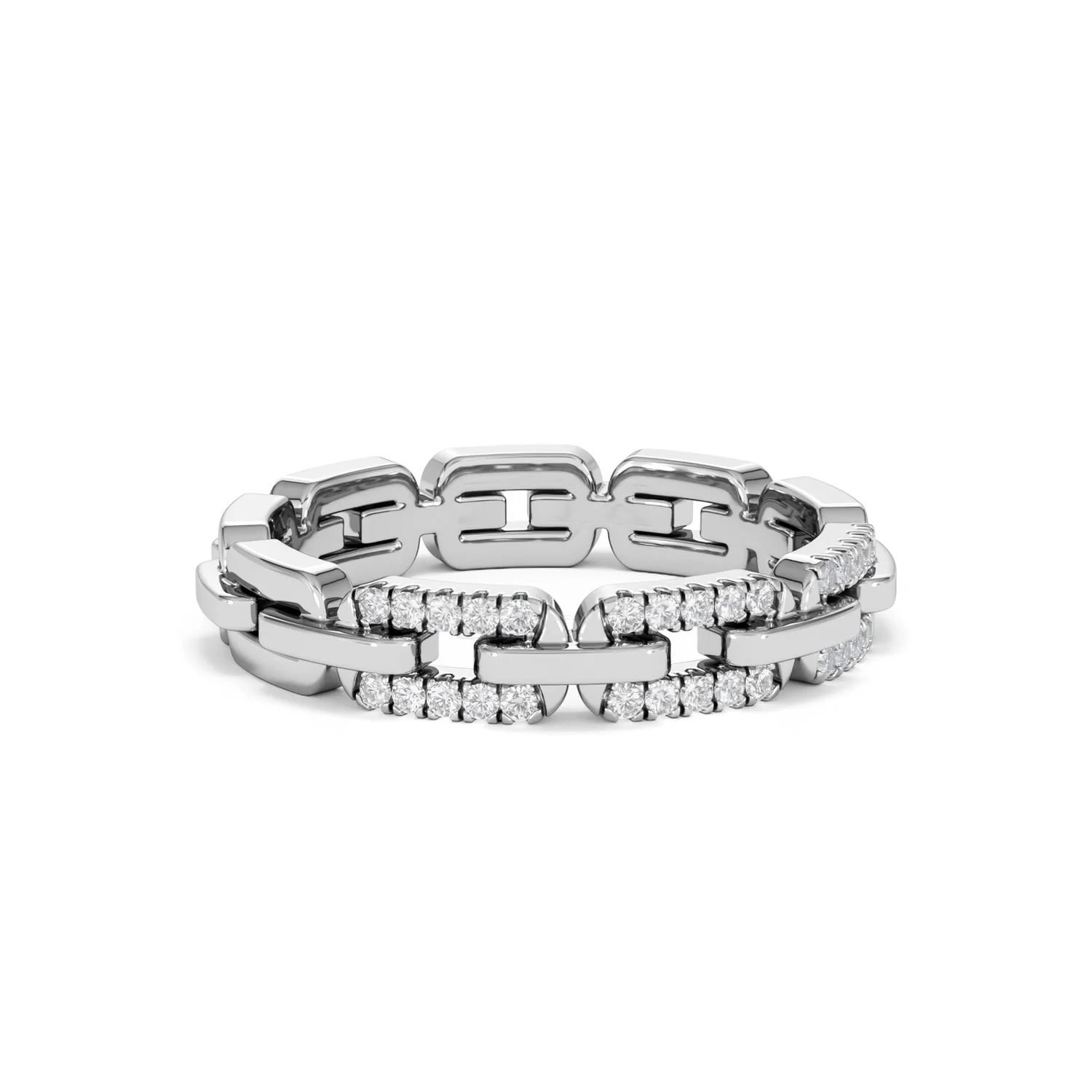 Lab Diamond Chain Link Ring 0.14ct in 925 Silver - Image 17