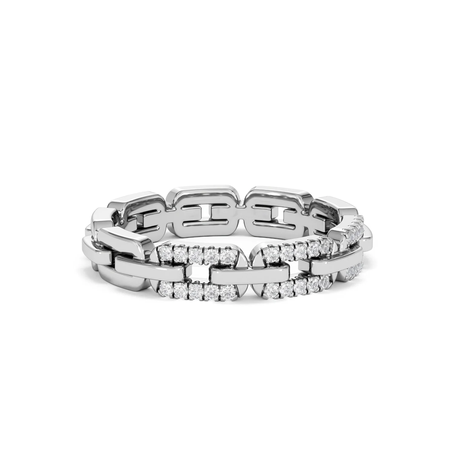 Lab Diamond Chain Link Ring 0.14ct in 925 Silver - Image 18